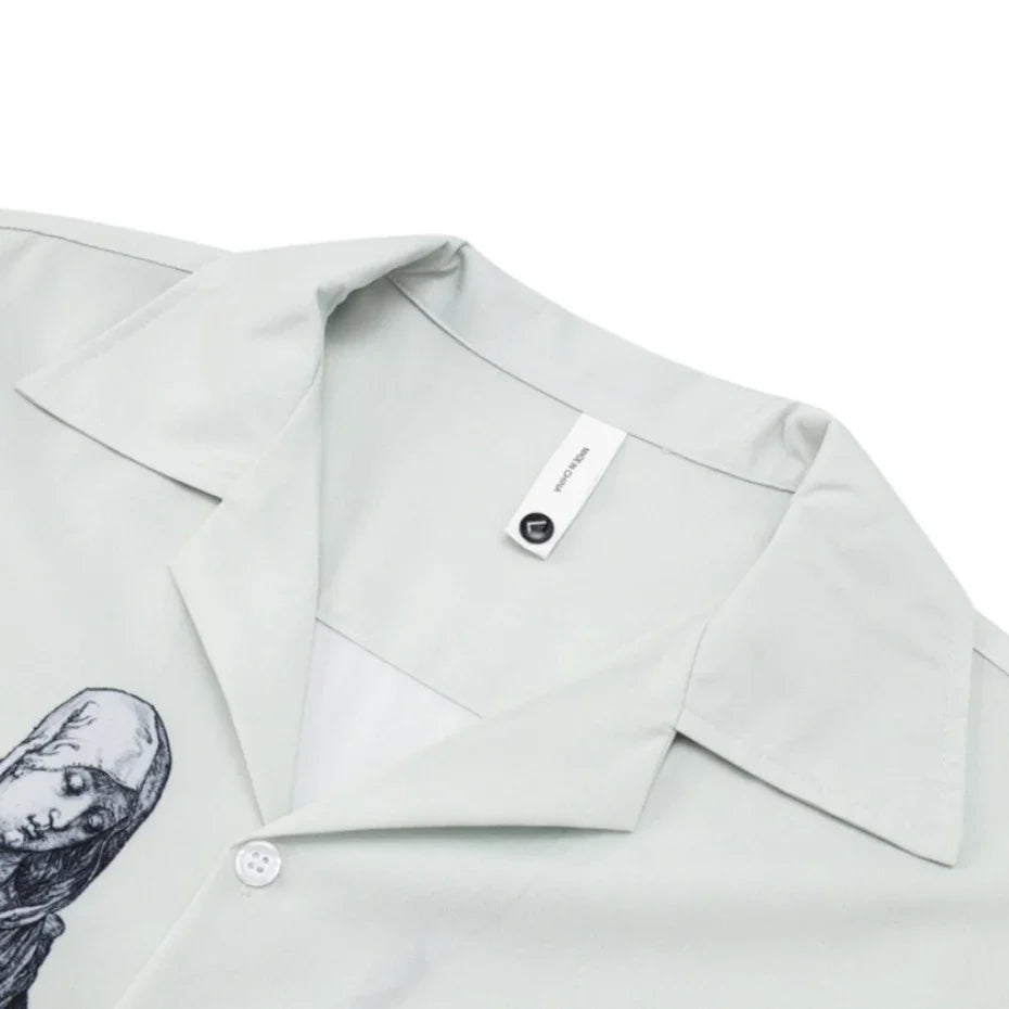 Medieval Print Button-Down Shirt – Unisex Oversized Short Sleeve