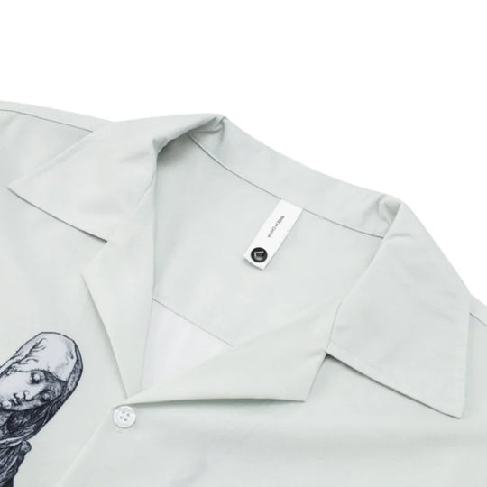 Medieval Print Button-Down Shirt – Unisex Oversized Short Sleeve