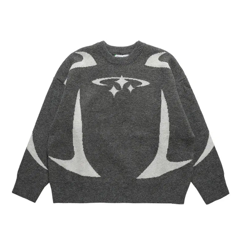 Star Pattern Knitted Jumper – Men's Relaxed Wool-Blend Knit