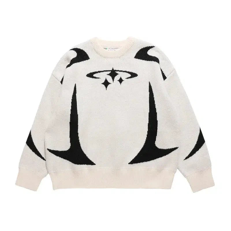 Star Pattern Knitted Jumper – Men's Relaxed Wool-Blend Knit