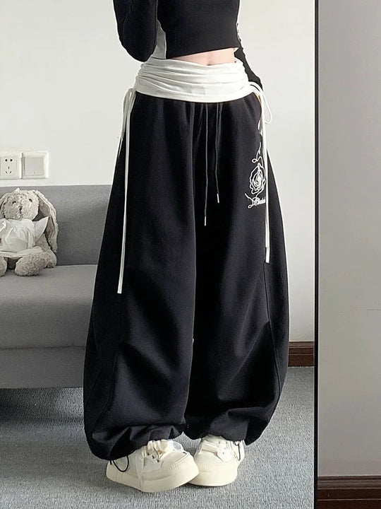 Boyfriend Fit Joggers – Women's High-Waist Layered Sweatpants