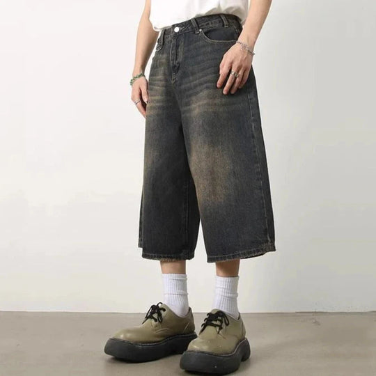 Long Denim Jorts – Unisex Wide-Leg Baggy Shorts