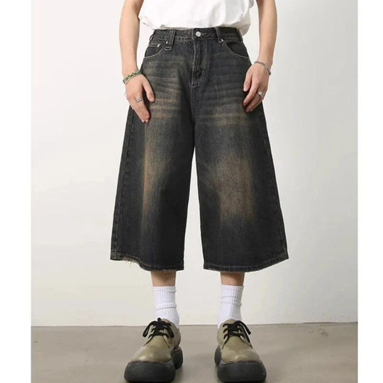 Long Denim Jorts – Unisex Wide-Leg Baggy Shorts