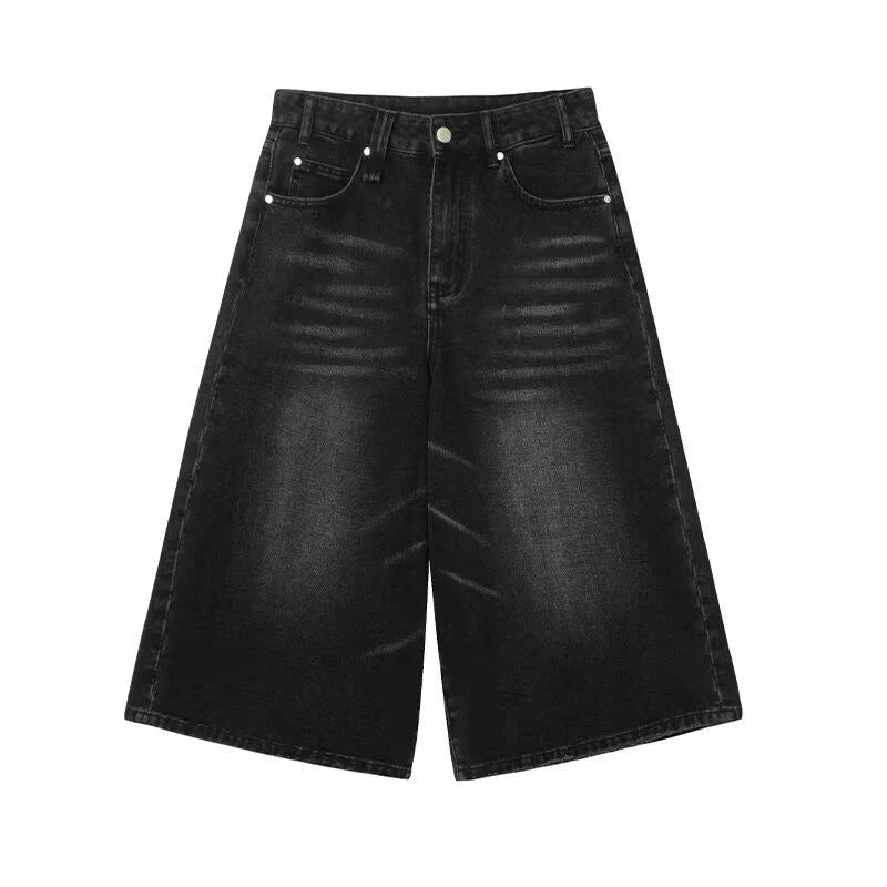 Long Denim Jorts – Unisex Wide-Leg Baggy Shorts