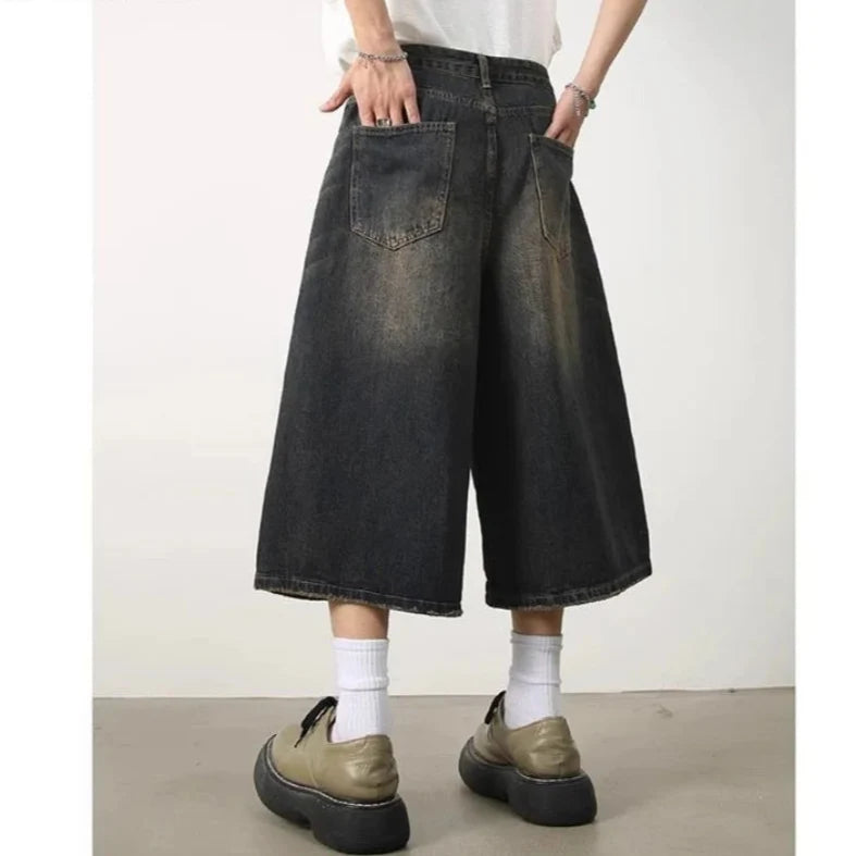 Long Denim Jorts – Unisex Wide-Leg Baggy Shorts