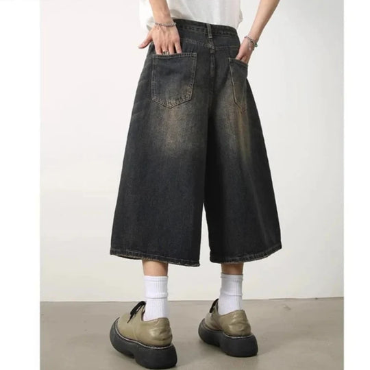 Long Denim Jorts – Unisex Wide-Leg Baggy Shorts
