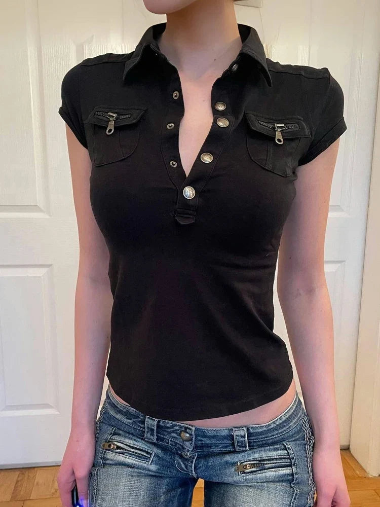 Workwear Collar Top – Women's Fitted Button-Up Blouse