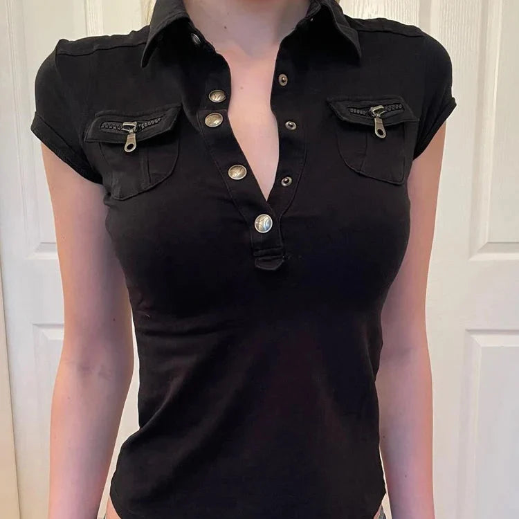 Workwear Collar Top – Women's Fitted Button-Up Blouse