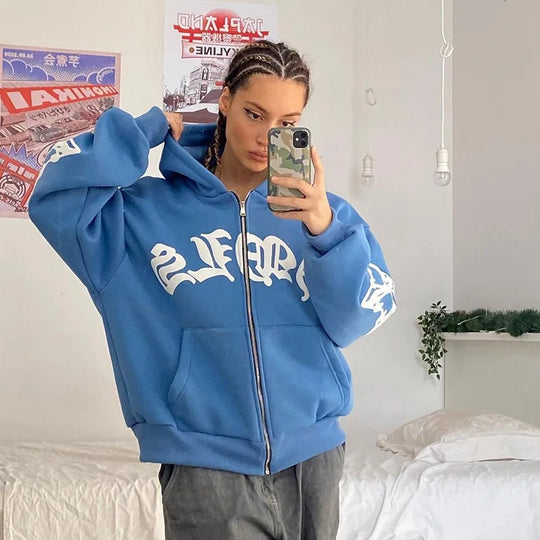 Lyrical Graphic Zip-Up Hoodie – Women's Relaxed Fit