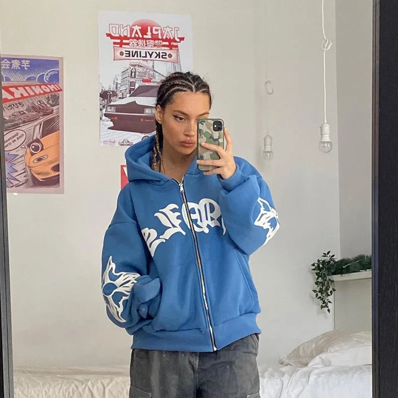 Lyrical Graphic Zip-Up Hoodie – Women's Relaxed Fit