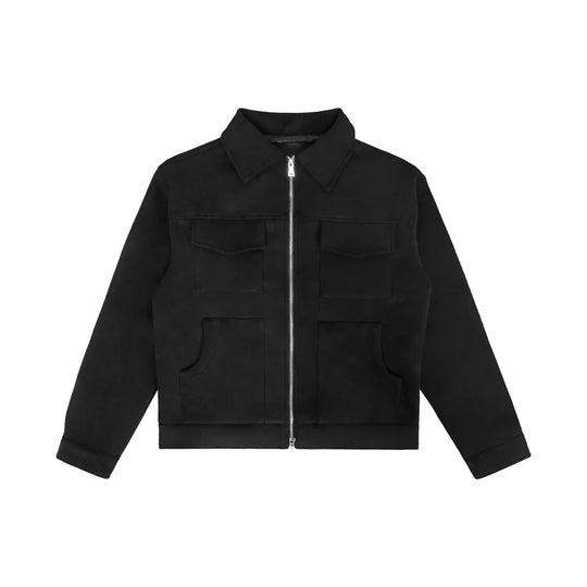 Suede Cargo Jacket – Men's Multi-Pocket Zip-Up Coat