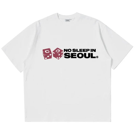 No Sleep In Seoul Graphic Tee – Men's Baggy Cotton T-Shirt