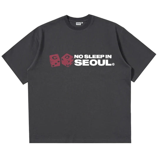 No Sleep In Seoul Graphic Tee – Men's Baggy Cotton T-Shirt