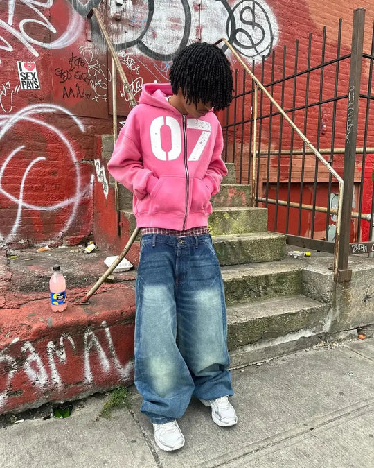 Oversized 07 Zip-Up Hoodie – Men's Baggy Lightweight Pullover