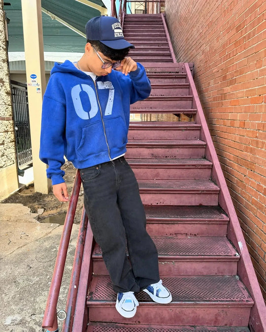 Oversized 07 Zip-Up Hoodie – Men's Baggy Lightweight Pullover