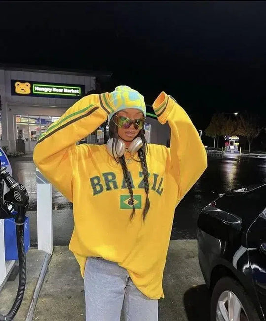 Brasil Embroidered Sweatshirt – Unisex Oversized Crewneck