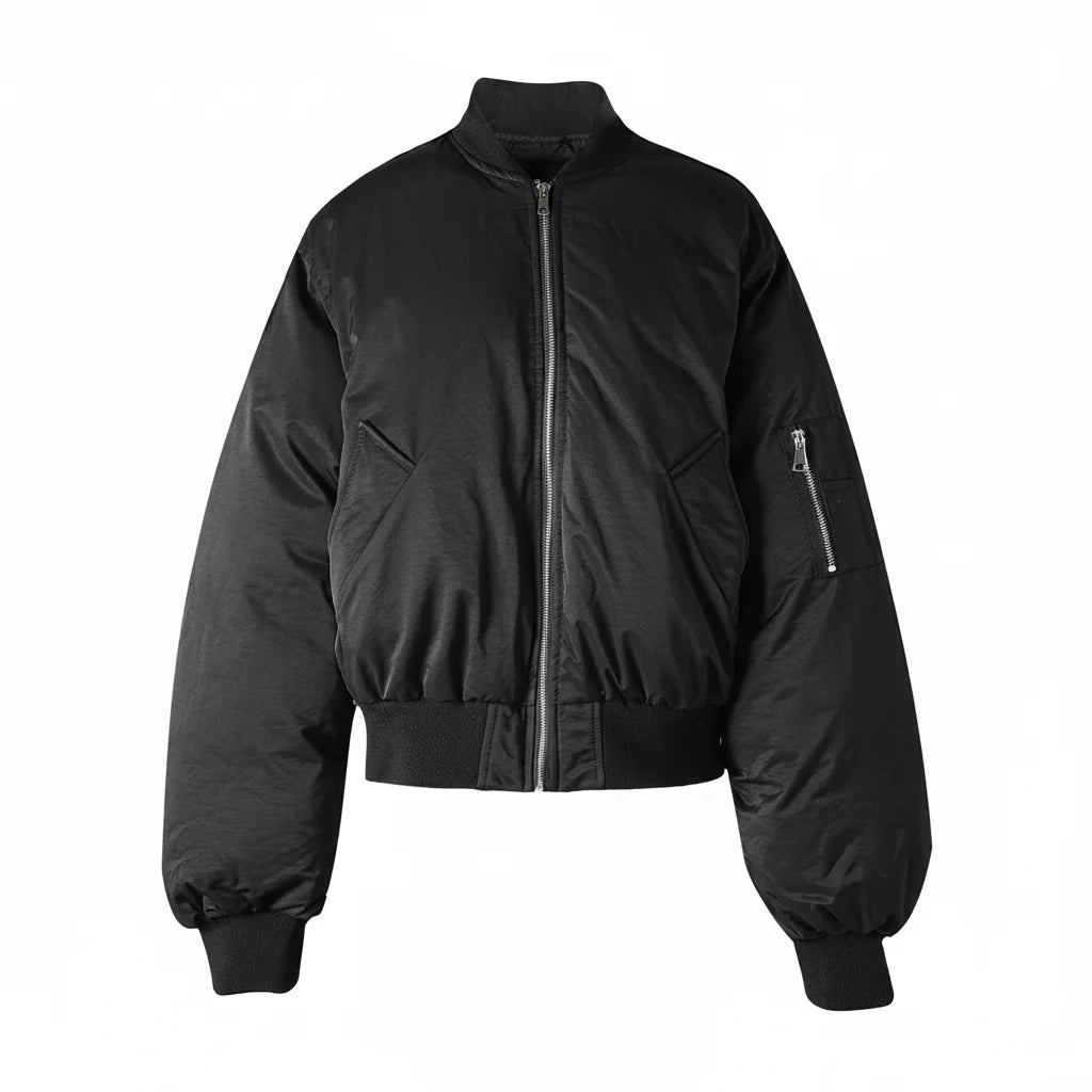 Padded Bomber Jacket – Unisex Cropped Boxy Coat