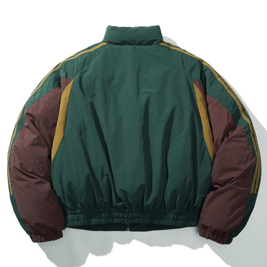 Patchwork Puffer Jacket – Unisex Relaxed Winter Coat