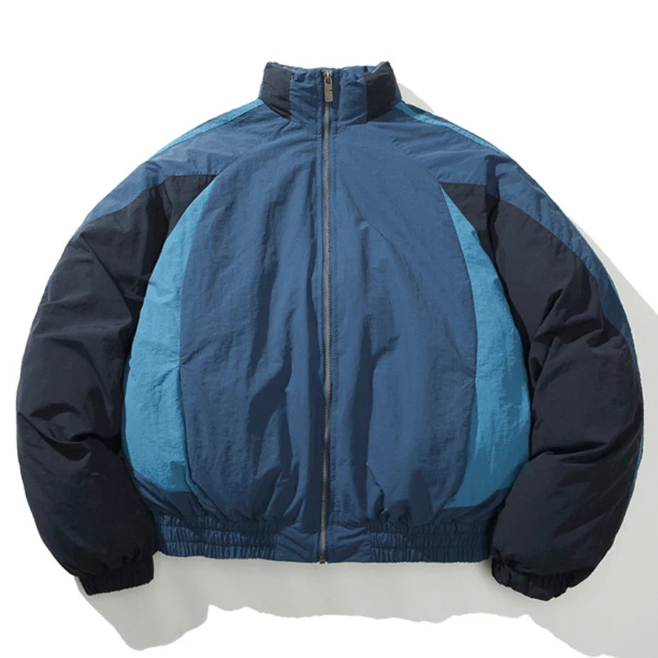Patchwork Puffer Jacket – Unisex Relaxed Winter Coat