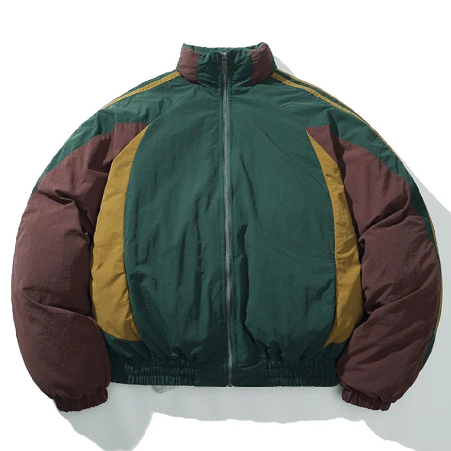 Patchwork Puffer Jacket – Unisex Relaxed Winter Coat