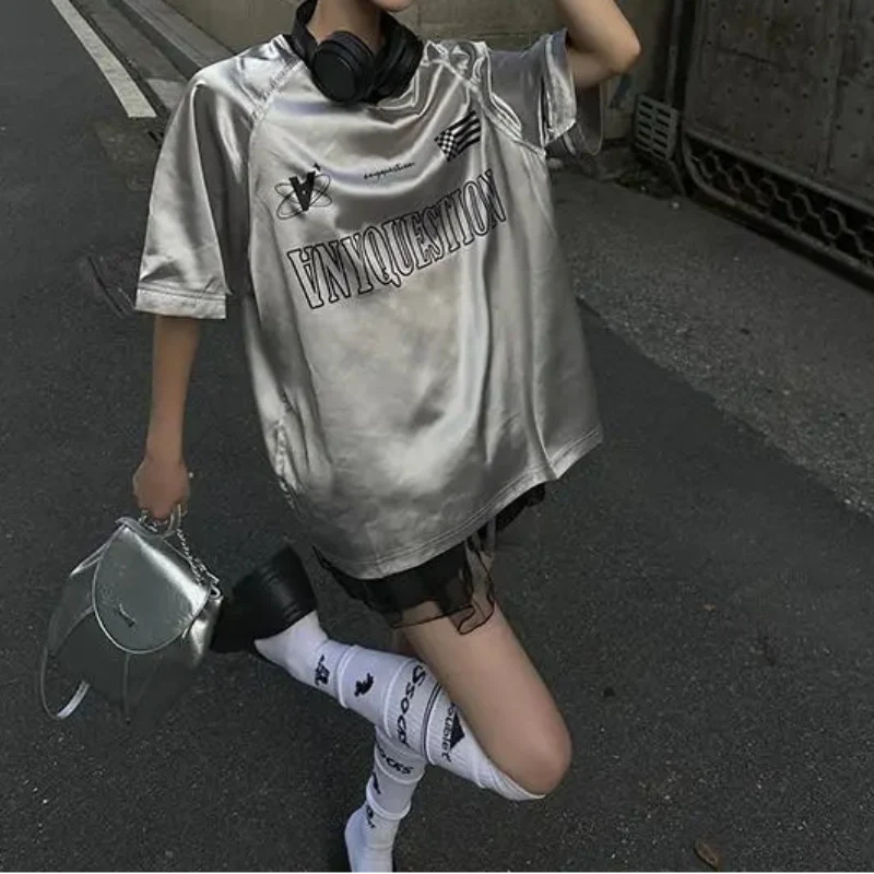Patchwork Graphic Jersey – Women's Oversized Baggy Top