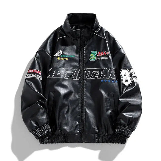 Racing Leather Jacket – Unisex Oversized Motorsport Bomber