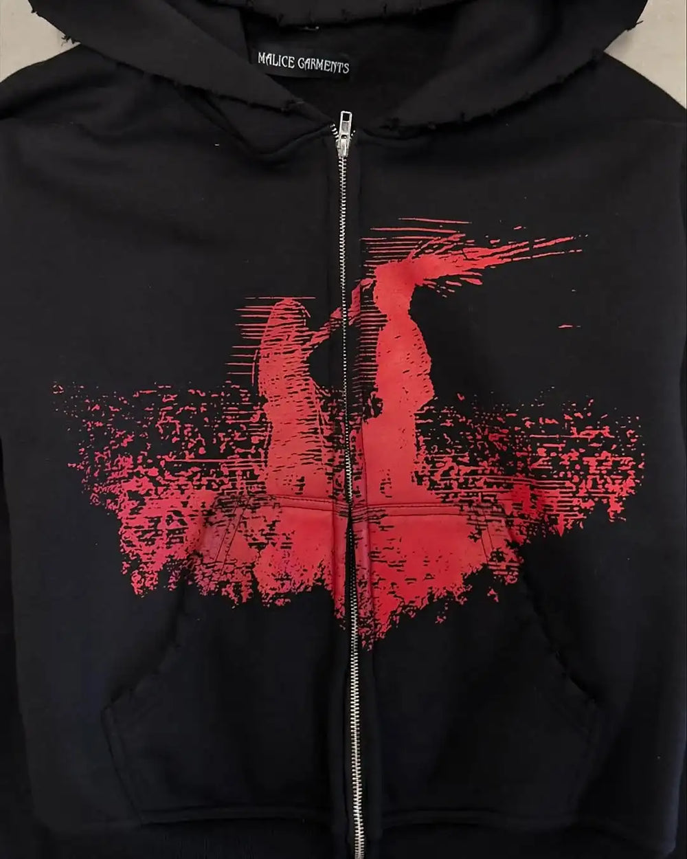 Red Mist Graphic Hoodie – Men's Relaxed Full-Zip Pullover