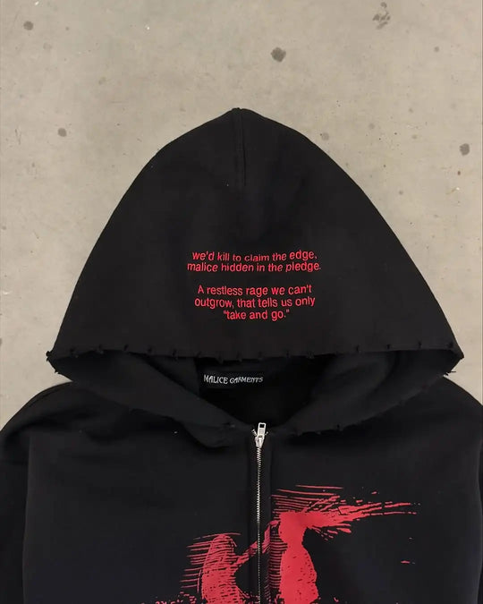 Red Mist Graphic Hoodie – Men's Relaxed Full-Zip Pullover
