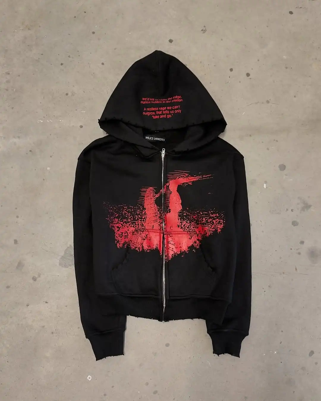 Red Mist Graphic Hoodie – Men's Relaxed Full-Zip Pullover