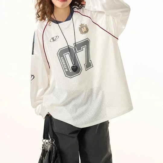 Retro Printed Jersey Tee – Unisex Long Sleeve Graphic T-Shirt