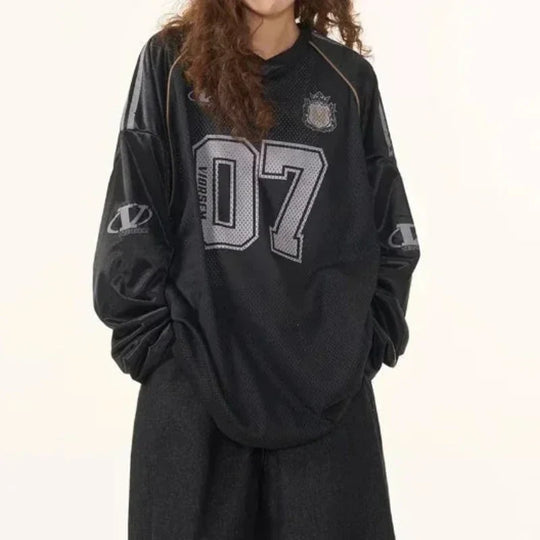 Retro Printed Jersey Tee – Unisex Long Sleeve Graphic T-Shirt
