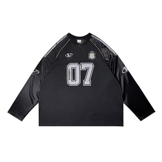 Retro Printed Jersey Tee – Unisex Long Sleeve Graphic T-Shirt