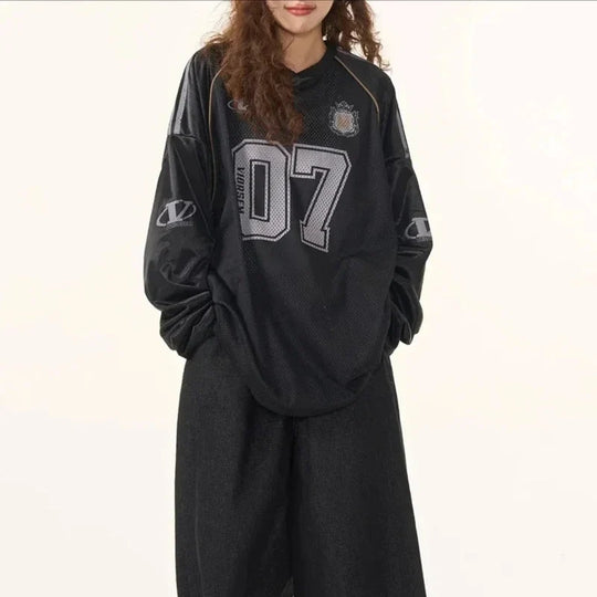 Retro Printed Jersey Tee – Unisex Long Sleeve Graphic T-Shirt