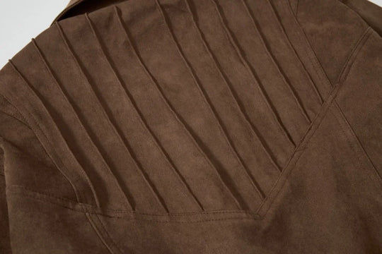 Spliced Suede Jacket – Men's Cropped Retro Coat