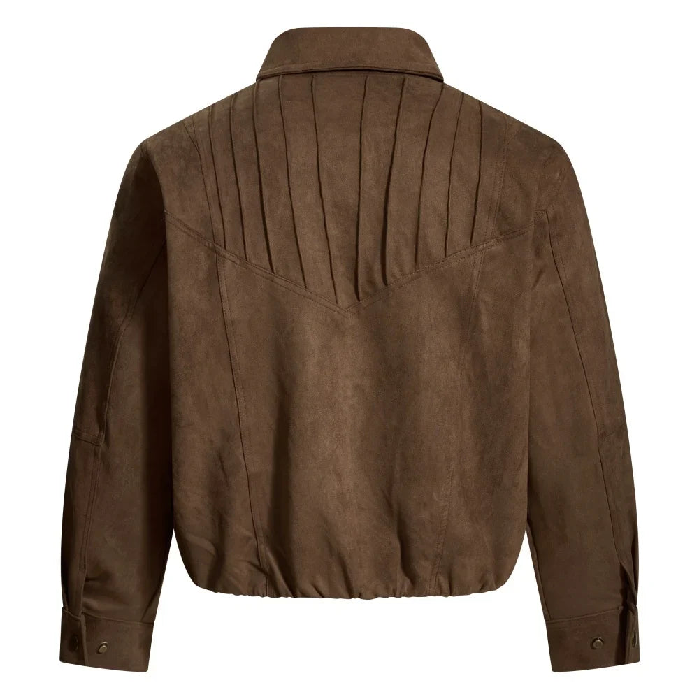 Spliced Suede Jacket – Men's Cropped Retro Coat