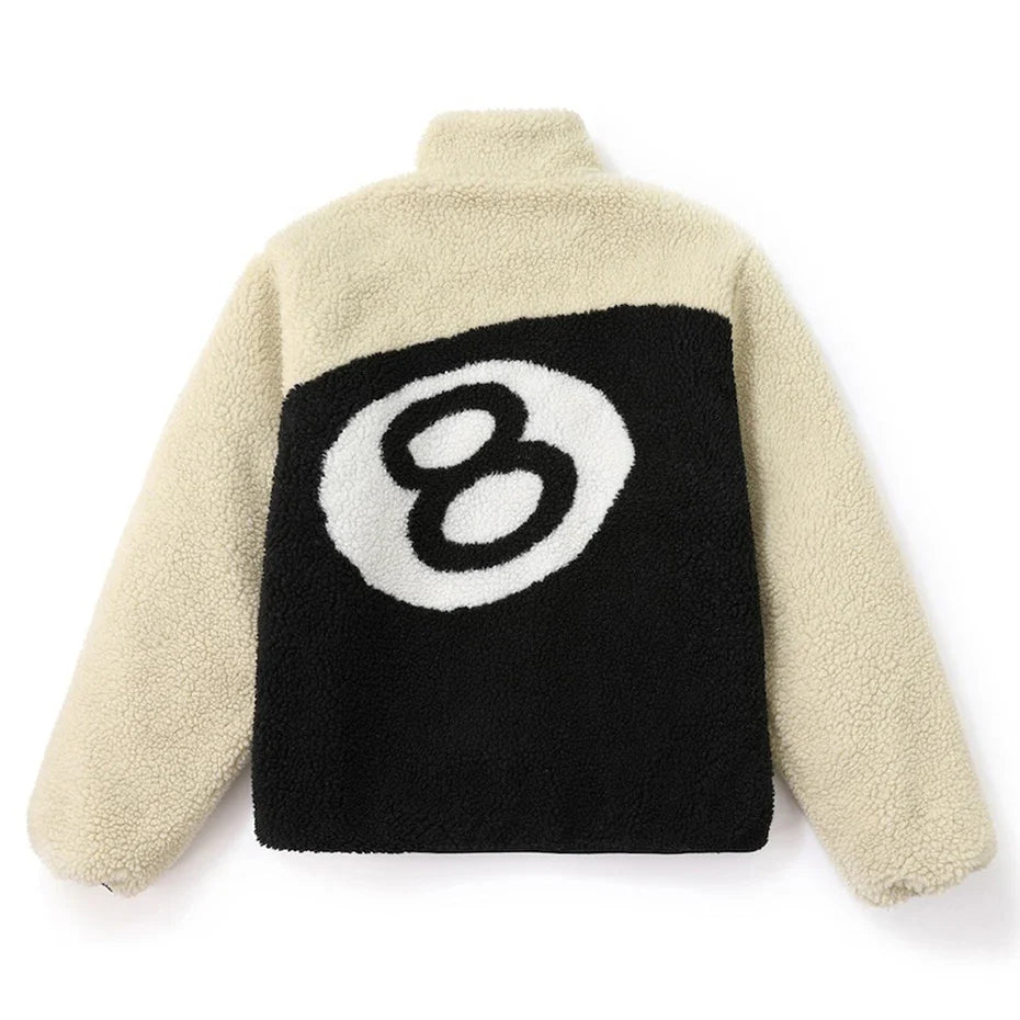 Reversible Sherpa Fleece Jacket – Unisex 8 Ball Coat