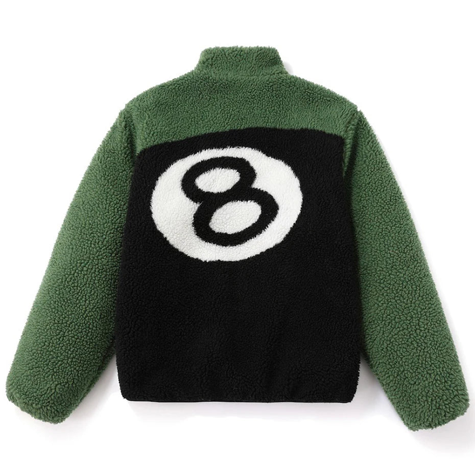 Reversible Sherpa Fleece Jacket – Unisex 8 Ball Coat