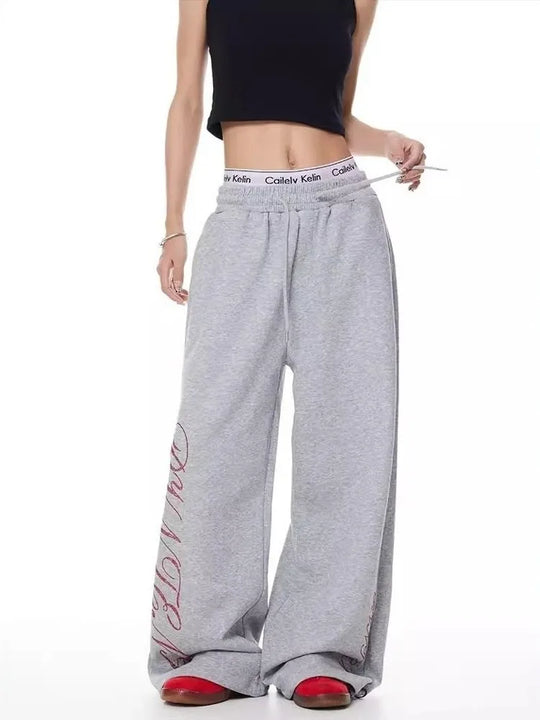Rhinestone Graphic Joggers – Women's Baggy Fleece Sweatpants