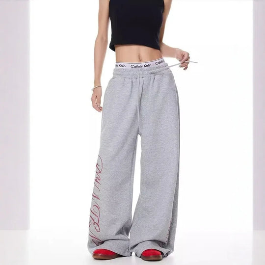 Rhinestone Graphic Joggers – Women's Baggy Fleece Sweatpants