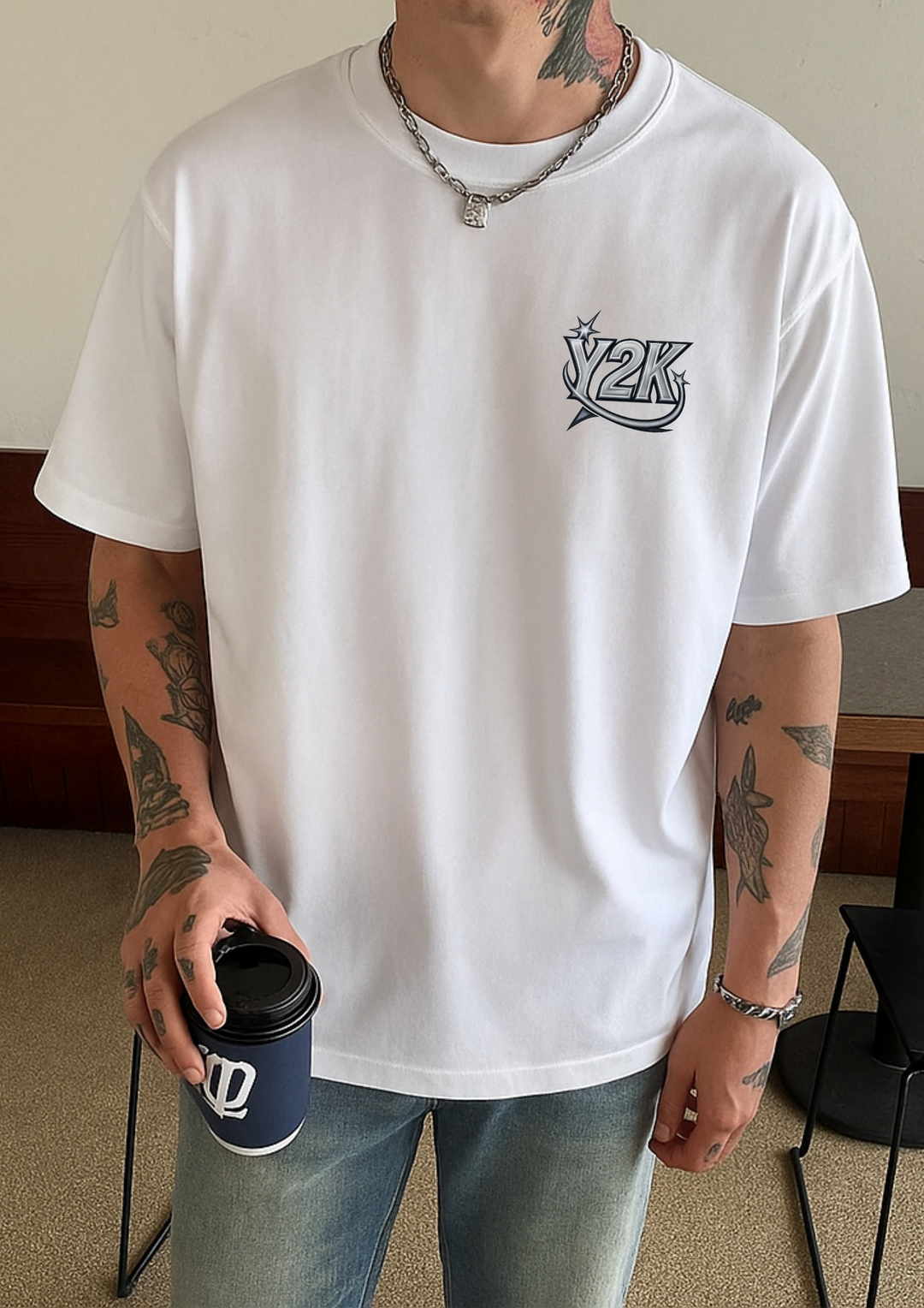 Silver Star Graphic Tee – Men's Heavyweight Cotton T-Shirt