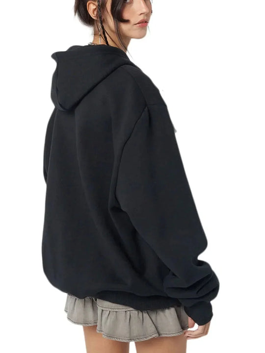 Skeleton Graphic Zip-Up Hoodie – Unisex Oversized Fit