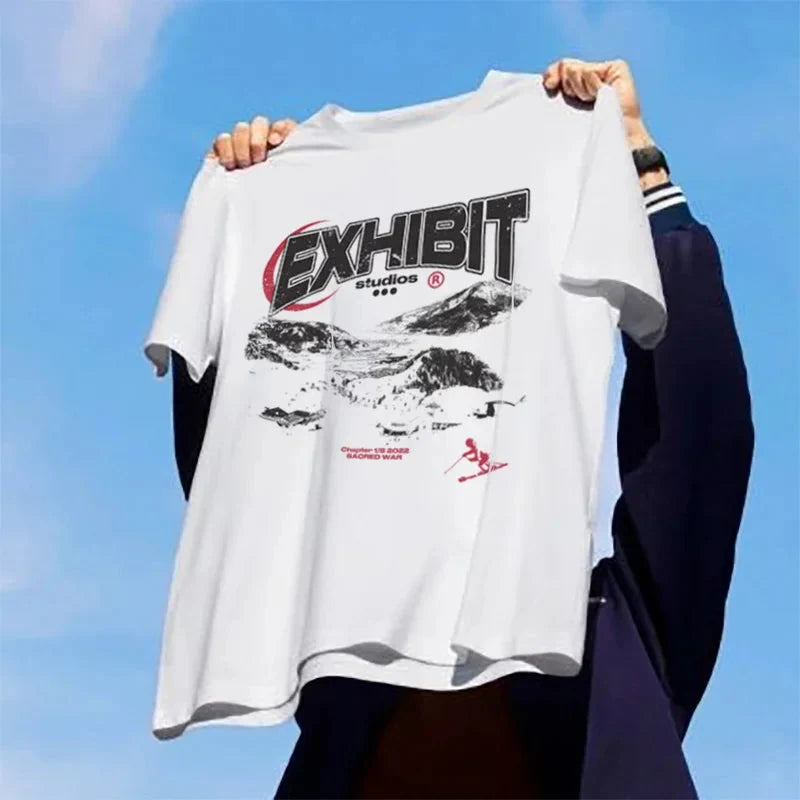 Ski Graphic Tee – Men's Baggy Distressed Cotton T-Shirt