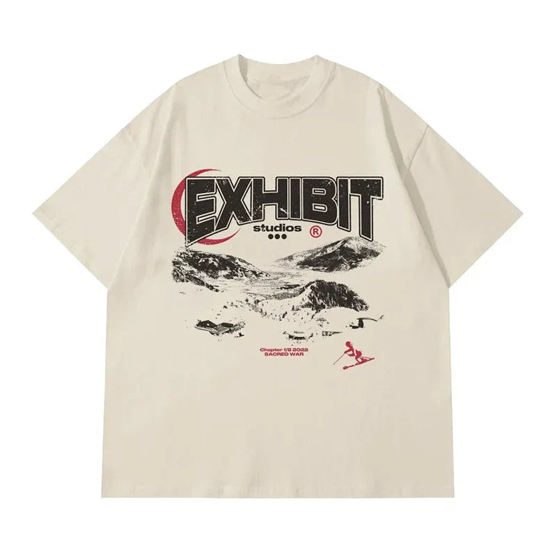 Ski Graphic Tee – Men's Baggy Distressed Cotton T-Shirt