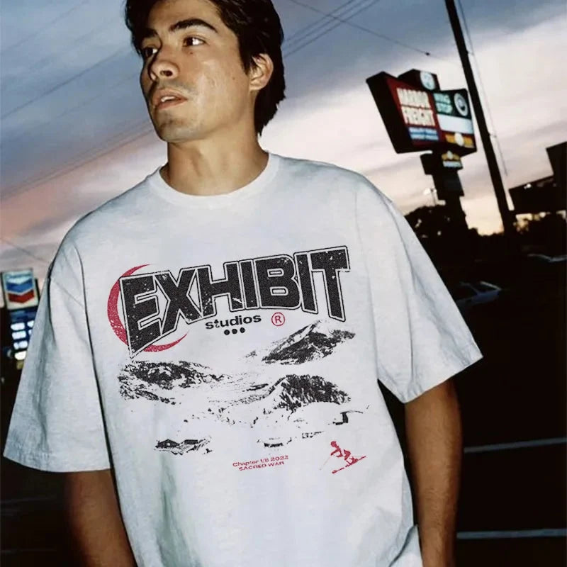 Ski Graphic Tee – Men's Baggy Distressed Cotton T-Shirt