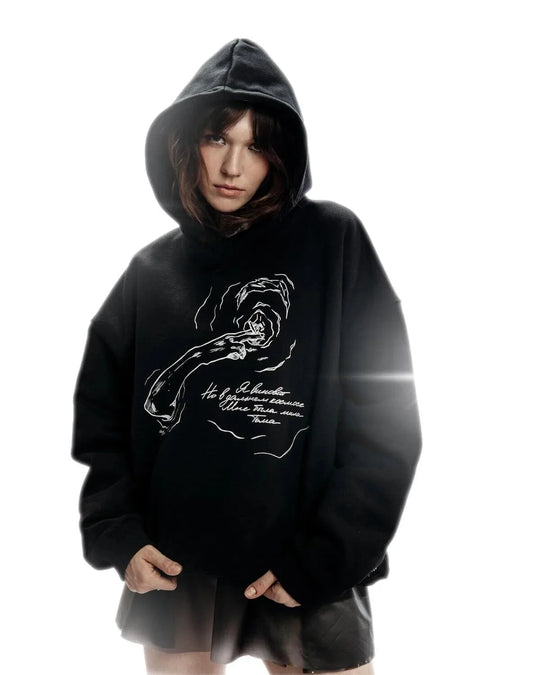 Portrait Graphic Hoodie – Statement Print Pullover