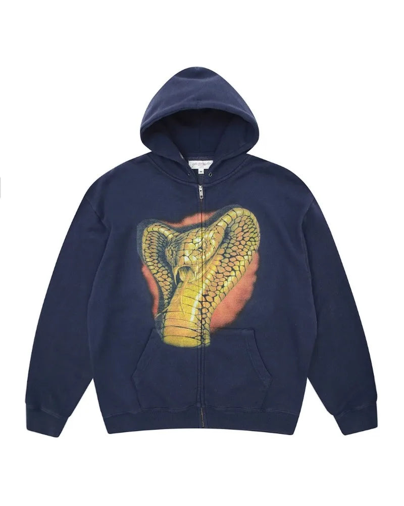 Snake Graphic Zip-Up Hoodie – Men's Relaxed Fit