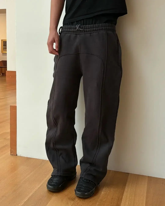 Spliced Straight-Leg Joggers – Unisex Panelled Sweatpants