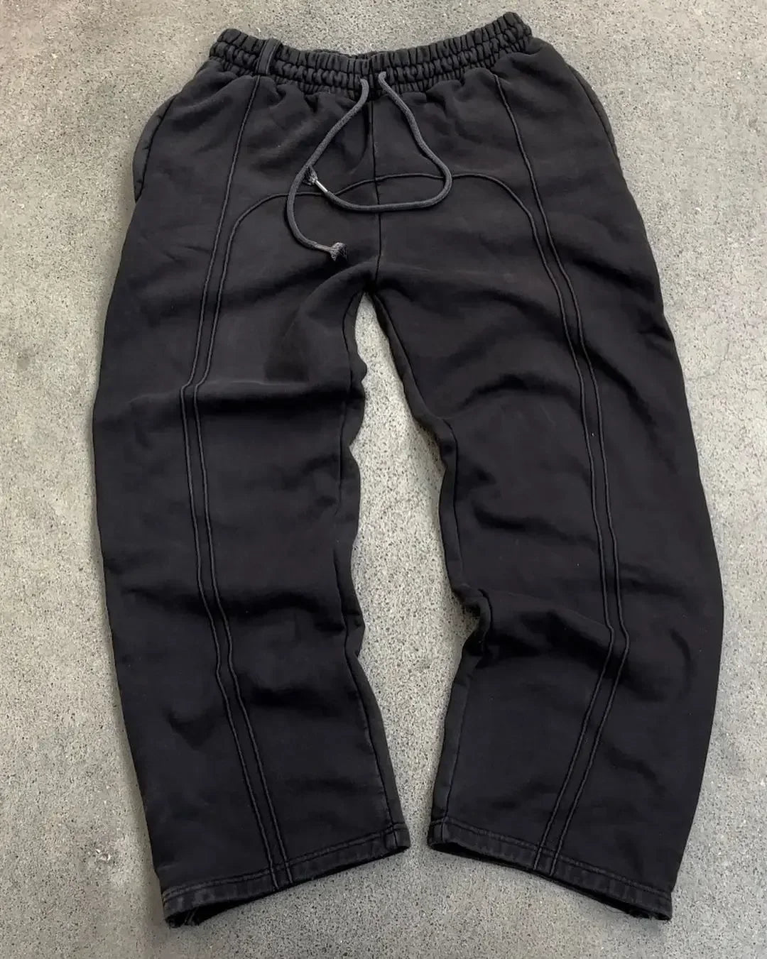 Spliced Straight-Leg Joggers – Unisex Panelled Sweatpants