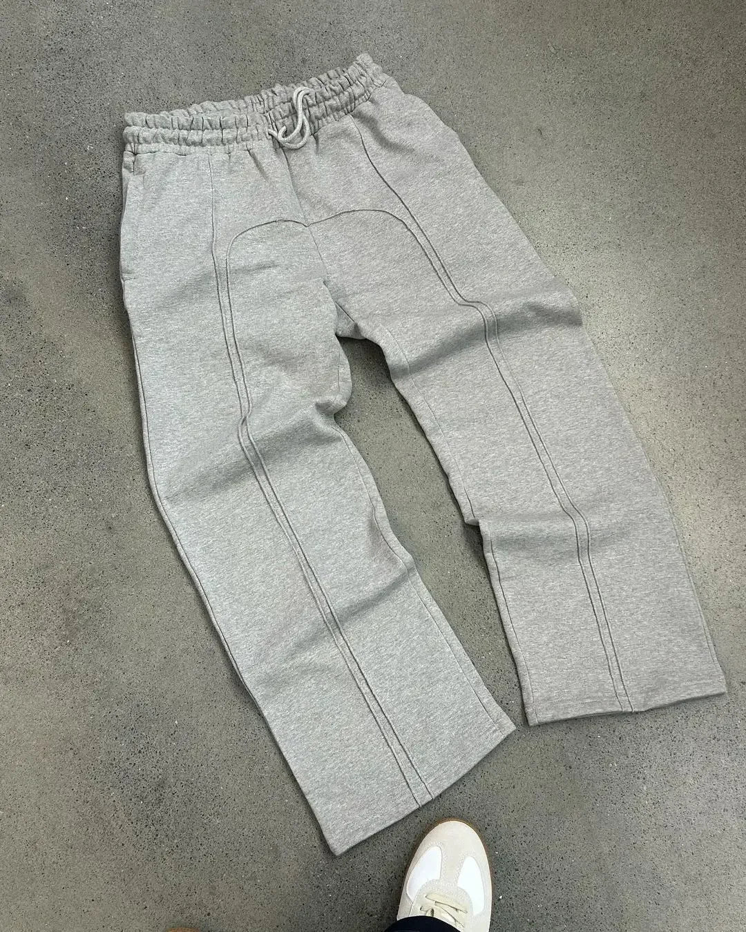 Spliced Straight-Leg Joggers – Unisex Panelled Sweatpants