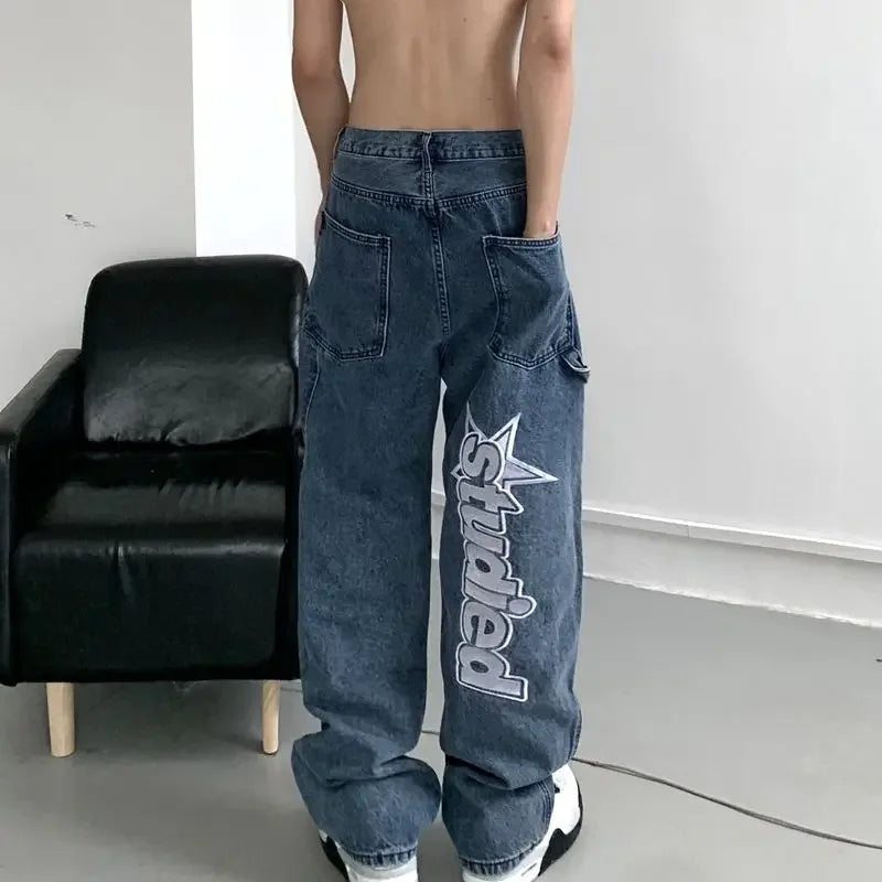 Star Shine Embroidered Jeans – Unisex Relaxed Denim Fit